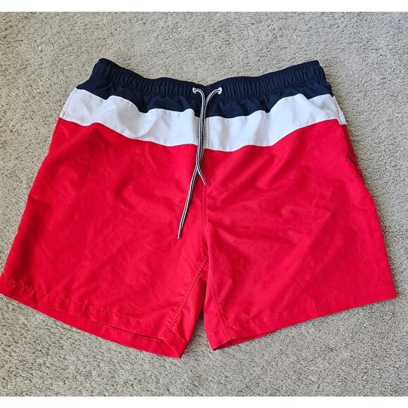 Speedo Swim Trunks Mens 2XL Red USA Patriotic Colorblock Board Shorts - Picture 1 of 8